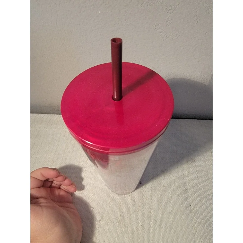 Starbucks‎ 24oz Venti Cold Cup Tumbler 2022 Holiday Enchanted Forest Pearl Red